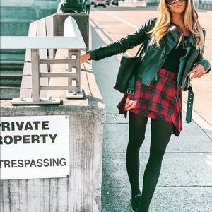 Free People red & black plaid short skirt